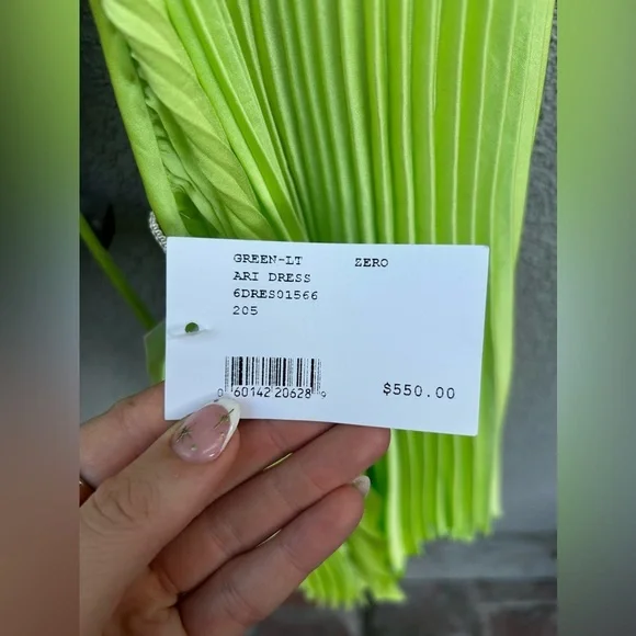 A.L.C. Ari Pleated Satin Mini Dress Green in Size 0 New with Tags! - Picture 11 of 13